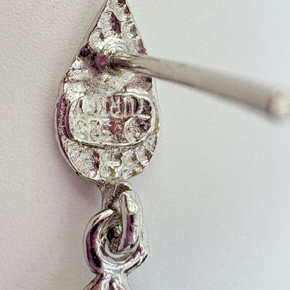 VTG Sterling Silver 925 Filigree Scroll Design Dangle Earrings Size 1" Length - Picture 5 of 8